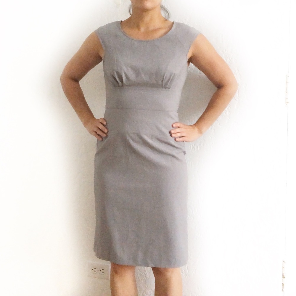 SANDRA DARREN Career Cap Sleeve Gray Sheath Dress